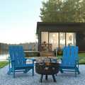 Flash Furniture 2 Blue Adirondack Chairs & Star and Moon Fire Pit JJ-C145012-32D-BLU-GG